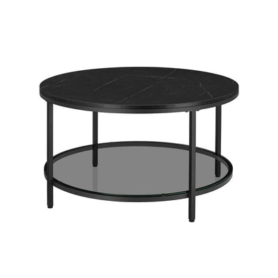 Round Faux Marble Coffee Table with Shelf Songmics