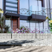 Set of 8 Decorative Metal Garden Fence Panels for Patio or Lawn Use 365cm Black