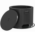 Black Outdoor Round Fire Pit with Poker and Mesh Lid for Garden Heating by Outsunny