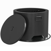 Black Outdoor Round Fire Pit with Poker and Mesh Lid for Garden Heating by Outsunny