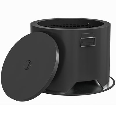 Black Outdoor Round Fire Pit with Poker and Mesh Lid for Garden Heating by Outsunny