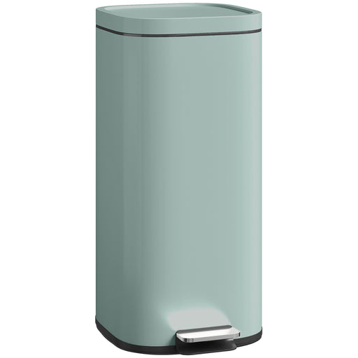 Green 30L Pedal Kitchen Bin with Soft Close Lid and Removable Inner Bucket for Home Use