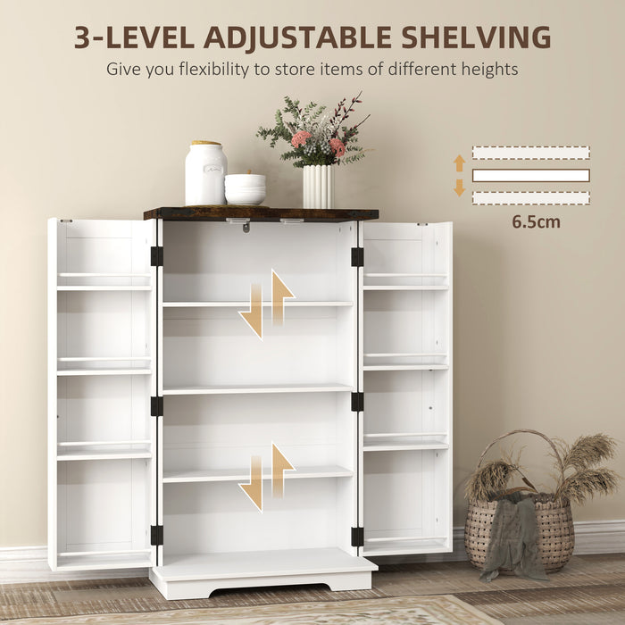 White Farmhouse Style Multi-Storage Cabinet with Shelves and Drawers by HOMCOM