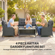Garden Rattan Furniture Set with Cushions and Coffee Table for Relaxing Outdoors Dark Grey Outsunny