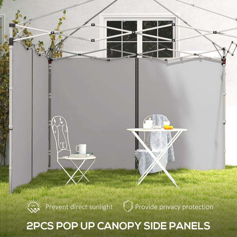 Set of 2 Grey Gazebo Side Walls with Zips 3x3m Easy Replacement for Outdoor Shelters