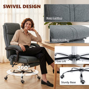 Massage Office Chair with Lumbar Heat and Adjustable Support for Home Working Grey AOSOM