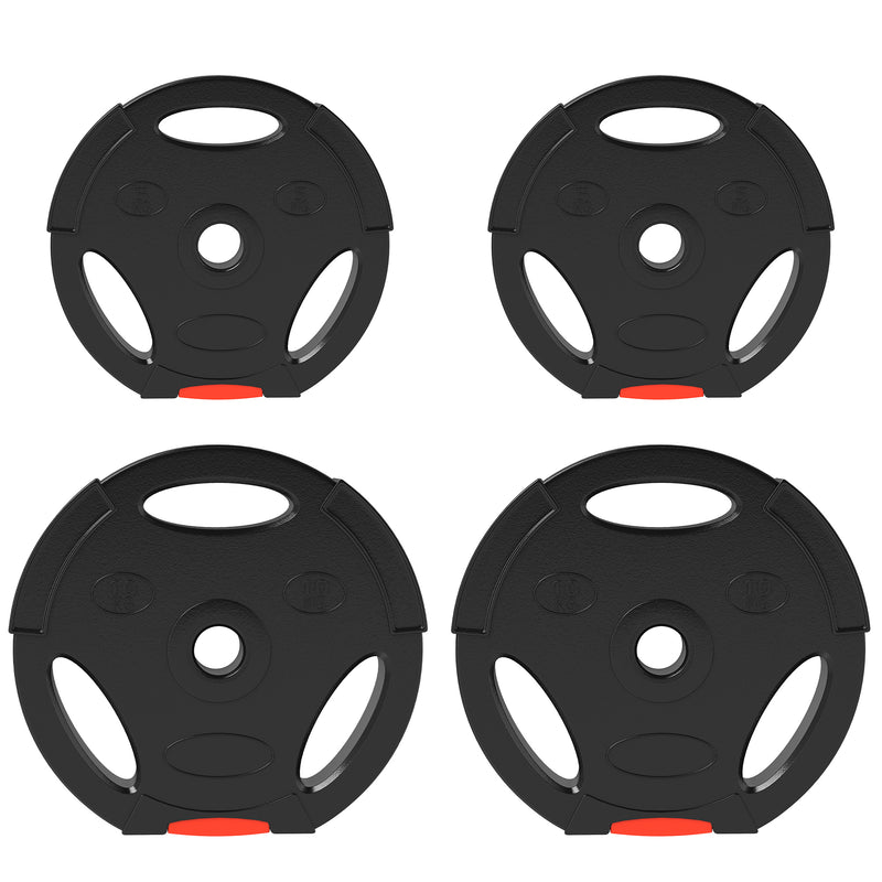 30kg Weight Plates Set With Two 10kg and Two 5kg Cast Iron Discs For Home Gym Black AOSOM