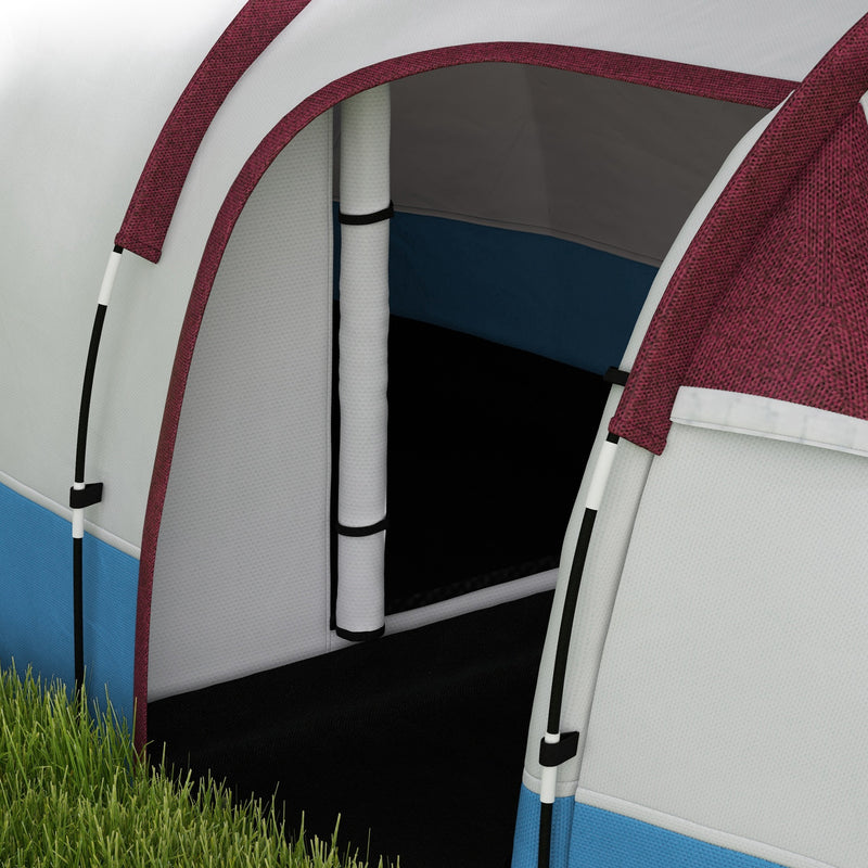 Three Person Two Room Camping Tent With Porch And Organised Storage Red