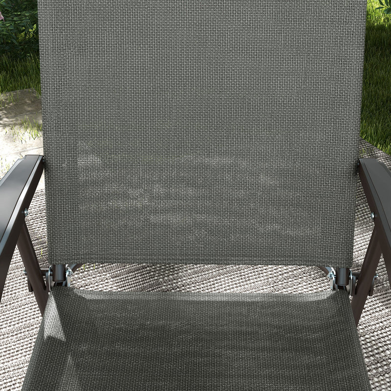 Set of 2 Folding Garden Chairs with Breathable Mesh Seats for Outdoor Use Dark Grey AOSOM
