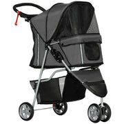Charcoal Grey 3 Wheel Pet Stroller for Small and Miniature Dogs by Outsunny AOSOM