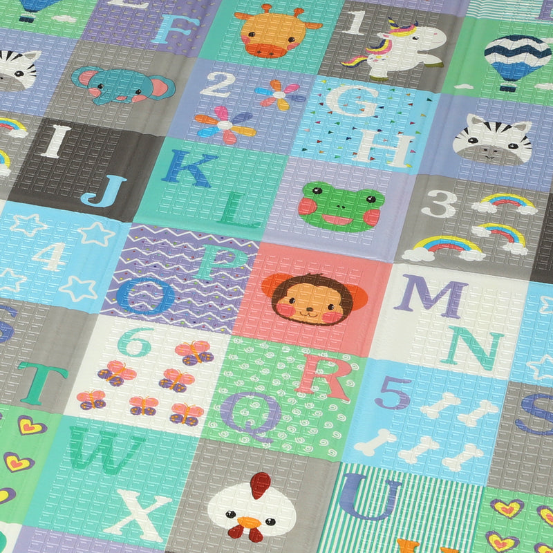 Foldable Reversible Foam Baby Play Mat Soft and Cushioned for Crawling Toddlers Grey AOSOM
