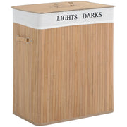 100L Collapsible Wooden Laundry Basket With Lid And Removable Lining For Home Storage