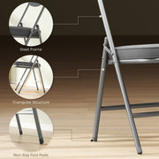 Folding Chairs Set of 4 for Extra Comfortable Guest Seating with Padded Corduroy Grey Homcom