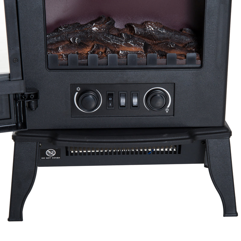 Freestanding Electric Fireplace Heater with LED Flame Effect for Cosy Living Rooms Black