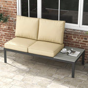 Beige 2 Seater Garden Chair Cushion Set for Indoor or Outdoor Use with Padded Support