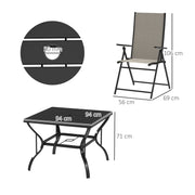 Five Piece Steel Frame Patio Set in Khaki and Black by Outsunny