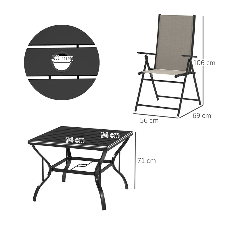 Five Piece Steel Frame Patio Set in Khaki and Black by Outsunny