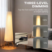 Dimmable Tripod Floor Lamp with Foot Switch for Living Room and Bedroom Lighting White AOSOM