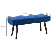 End of Bed Upholstered Bench with X Frame Steel Legs Ideal for Bedroom or Hallway, Blue