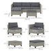 5 Seater Rattan Garden Furniture Set with Sofa Table and Footstools Dark Grey by Outsunny