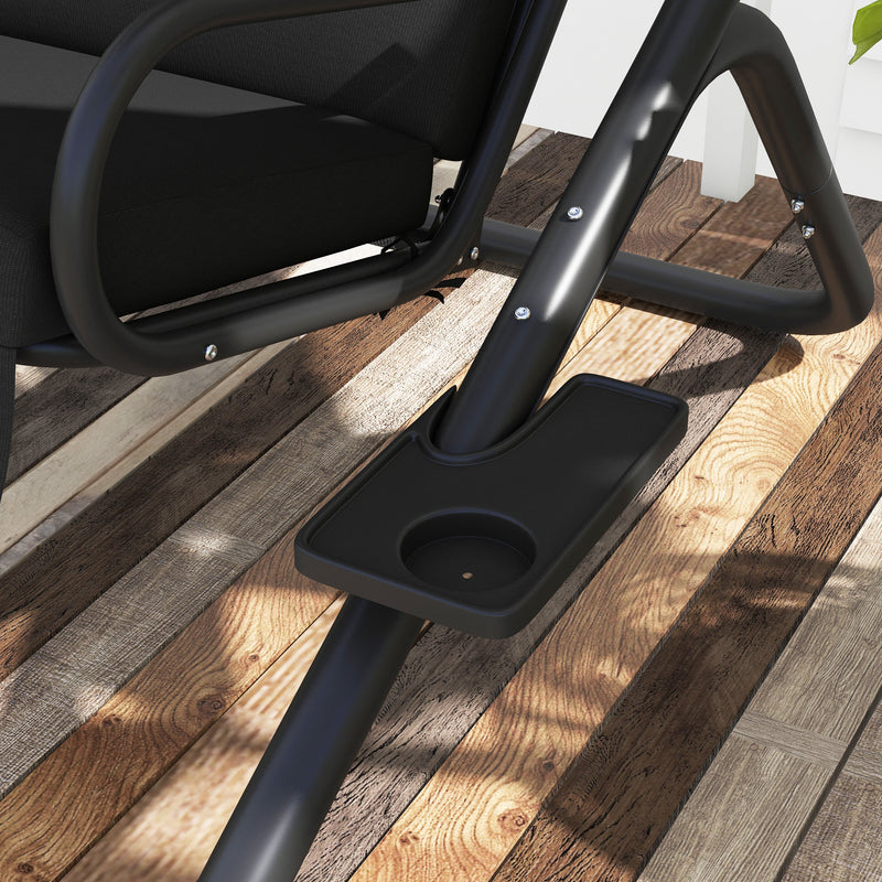 2 Seater Garden Swing Chair With Adjustable Canopy For Relaxing Outdoors Black