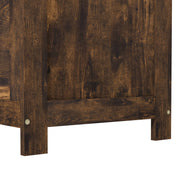 Rustic Brown Wooden Storage Chest with Safety Hinges and Cut Out Handles