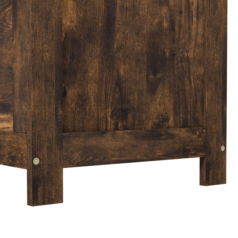 Rustic Brown Wooden Storage Chest with Safety Hinges and Cut Out Handles