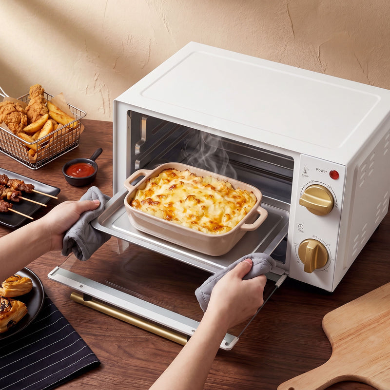 Mini Electric Oven for Quick Meals in Small Kitchens with Removable Tray White