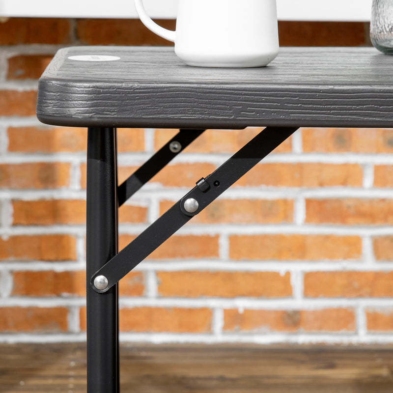 Foldable Patio Dining Table for 4 with Height Adjustable Legs for Garden or Lawn, Dark Grey