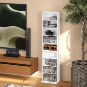 White 260 CD Storage Unit Slim Tall Media Tower Shelf for Home or Office
