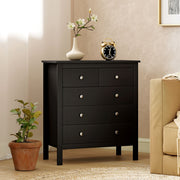Chest of Drawers with Five Spacious Storage Drawers for Bedroom or Living Room Black AOSOM