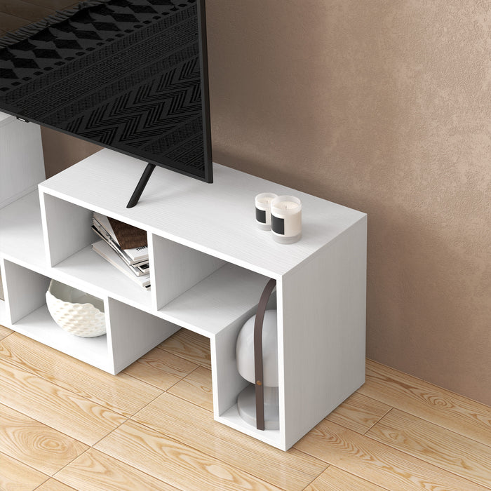 White Extendable TV Stand for TVs up to 75 Inches With Storage Shelves by HOMCOM
