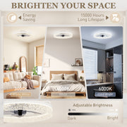 Ceiling Fan With Light and Remote for Quiet Cooling and Lighting Control White AOSOM