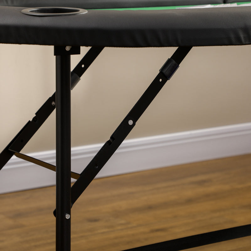 Foldable Poker Table for 8 Players with Cup Holders and Padded Rails Green