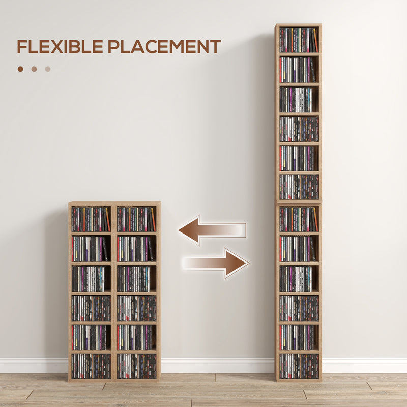 Set of Two CD Storage Towers Holds 102 CDs Each Ideal for Home Organisation, Wood Effect