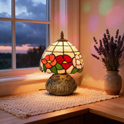 Compact Bedside Table Lamp with Stained Glass Shade for Soft Bedroom Lighting Bronze Multicoloured Homcom