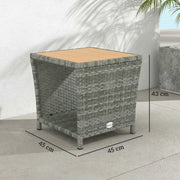 Side Table For Patio with 2-Tier Storage PE Rattan - 45W x 45D x 43H cm Outsunny