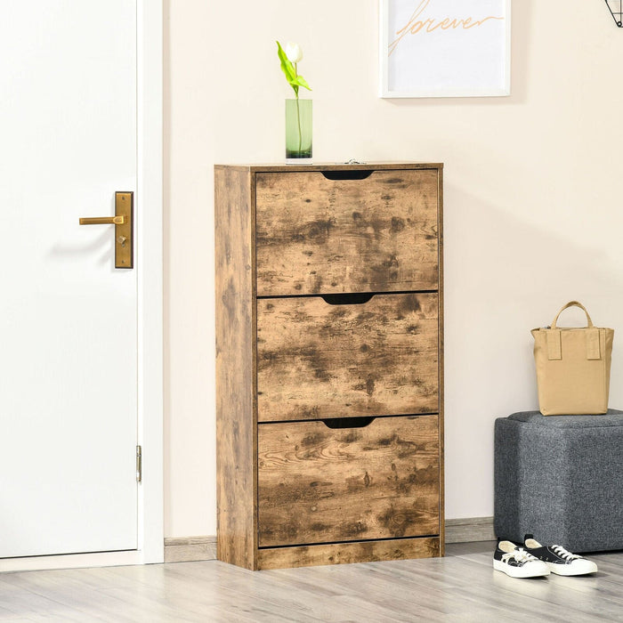 Rustic Shoe Cabinet With Doors, Holds 12-18 Pairs