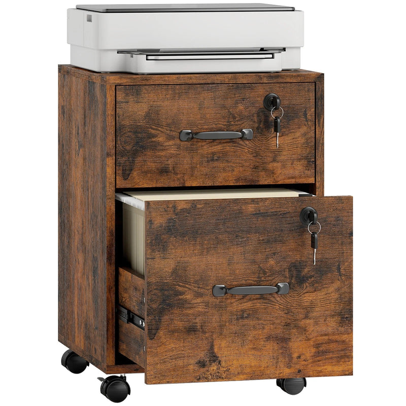 Mobile Office Filing Cabinet With 2 Drawers And Hanging Folder Storage For Home Office