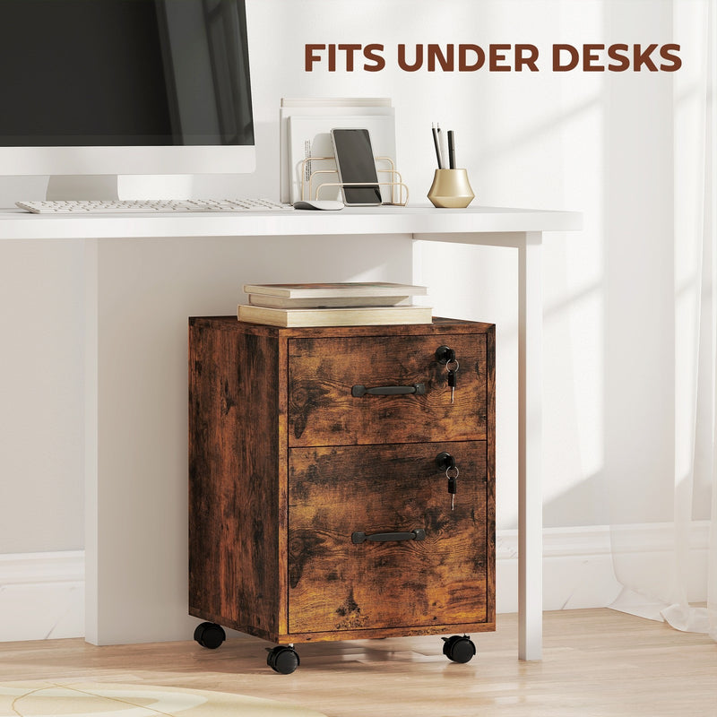 Mobile Office Filing Cabinet With 2 Drawers And Hanging Folder Storage For Home Office