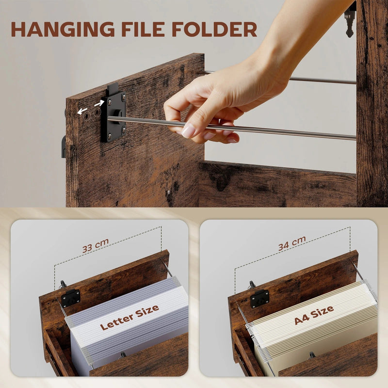 Mobile Office Filing Cabinet With 2 Drawers And Hanging Folder Storage For Home Office