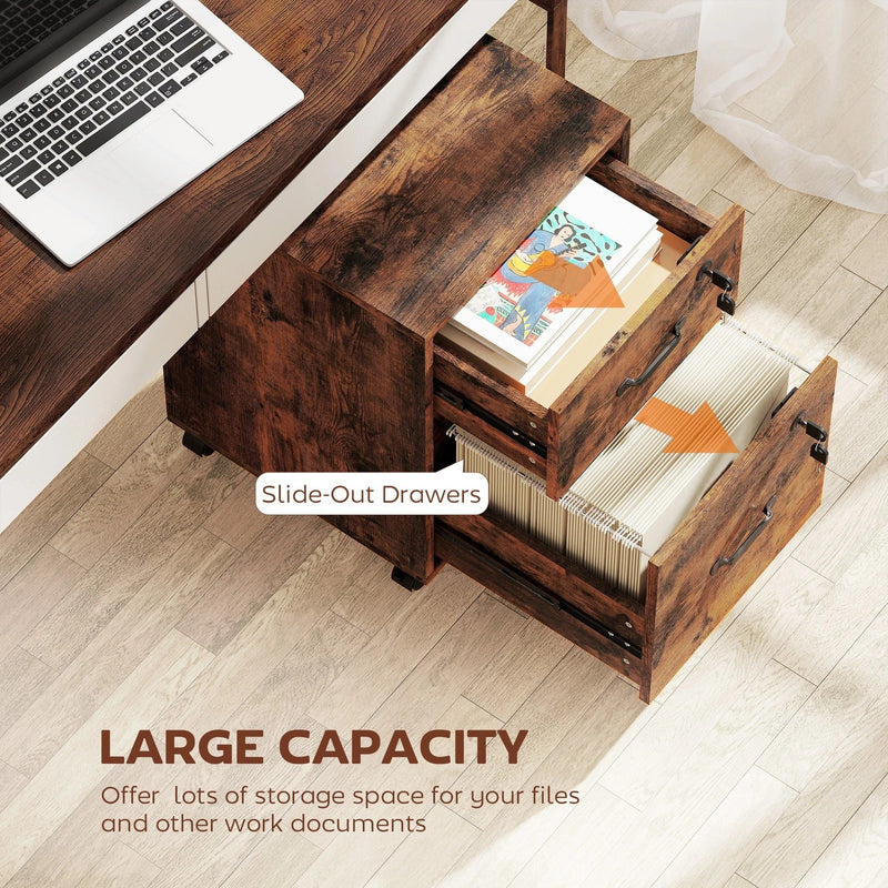 Mobile Office Filing Cabinet With 2 Drawers And Hanging Folder Storage For Home Office