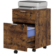 Lockable 2 Drawer Office Filing Cabinet with Wheels For Home or Office, 42W x 40D x 60H cm Homcom