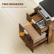 Lockable 2 Drawer Office Filing Cabinet with Wheels For Home or Office, 42W x 40D x 60H cm Homcom