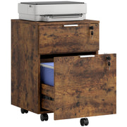 Lockable 2 Drawer Office Filing Cabinet with Wheels For Home or Office, 42W x 40D x 60H cm Homcom