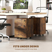 Lockable 2 Drawer Office Filing Cabinet with Wheels For Home or Office, 42W x 40D x 60H cm Homcom