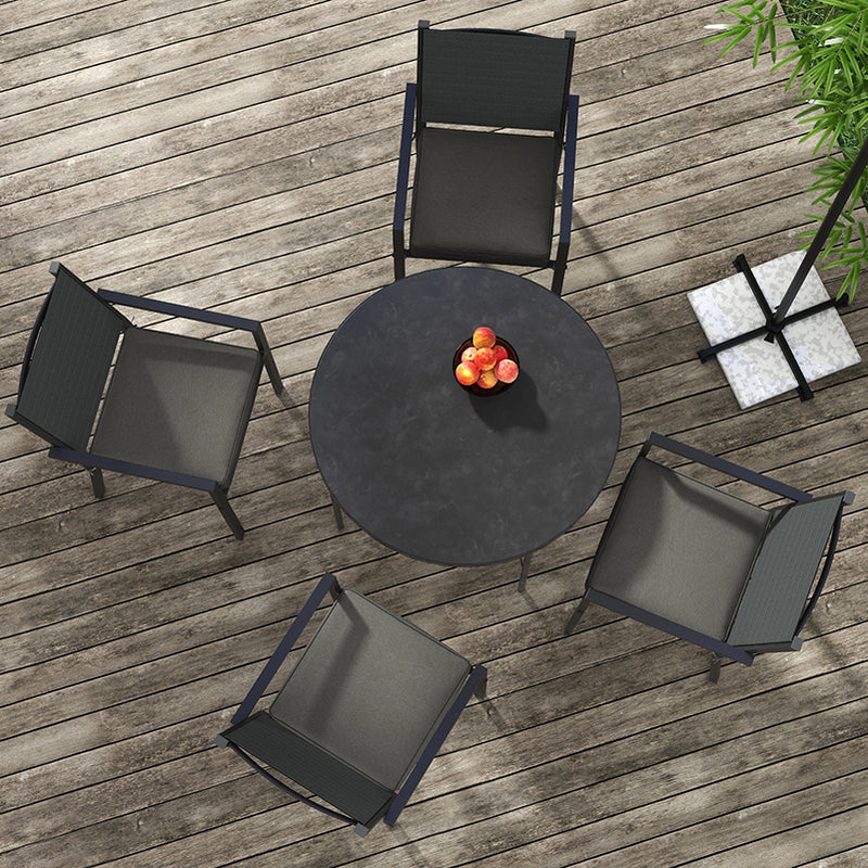 Charcoal Grey 4 Piece Seat Cushion Set With Ties For Garden Chairs Or Indoor Use