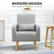 Linen Touch Upholstered Accent Armchair with Cushion for Living Room Comfort Grey