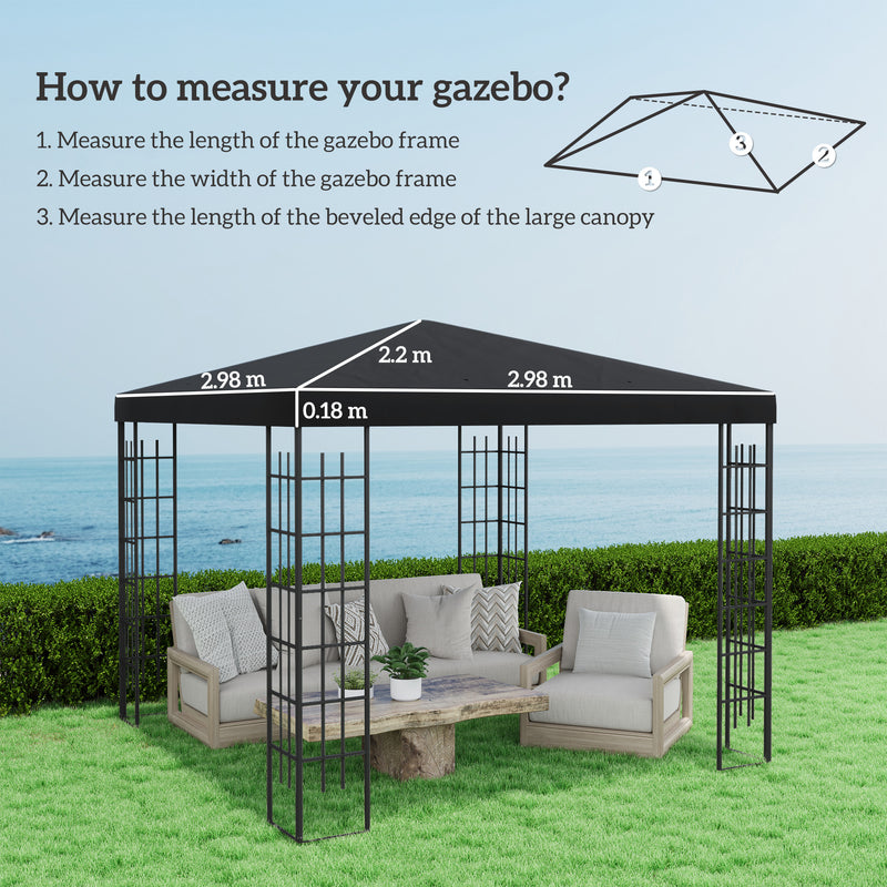 Black 3 x 3m Gazebo Top Replacement by Outsunny
