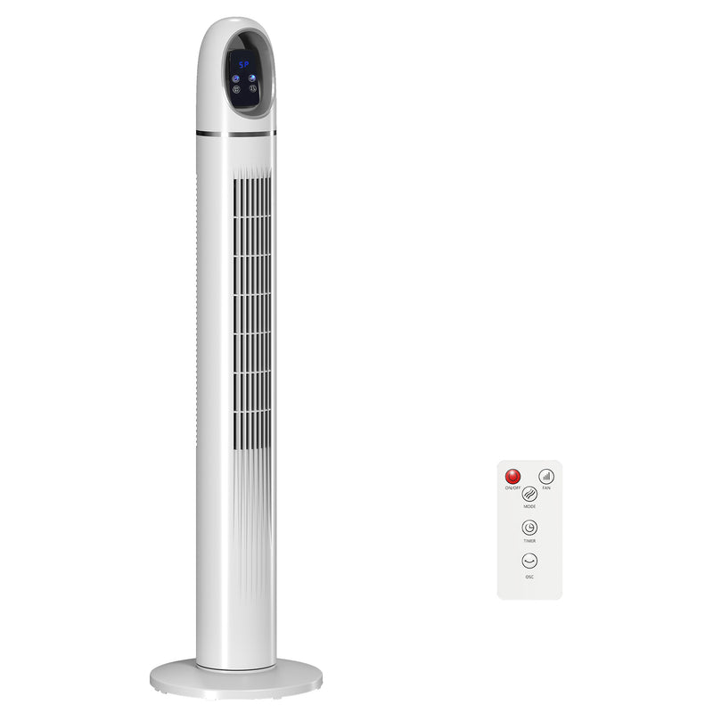 Tower Fan with Quiet Sleep Mode and Remote Control for Bedroom or Living Room White